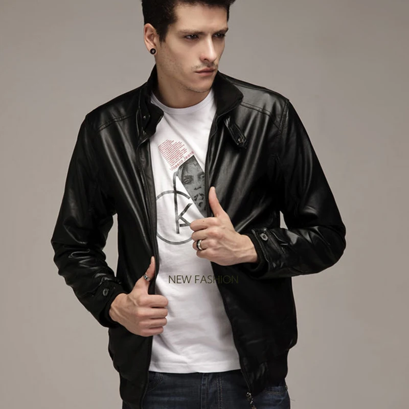 Мужские кожаные куртки мужская куртка высококачественные классические