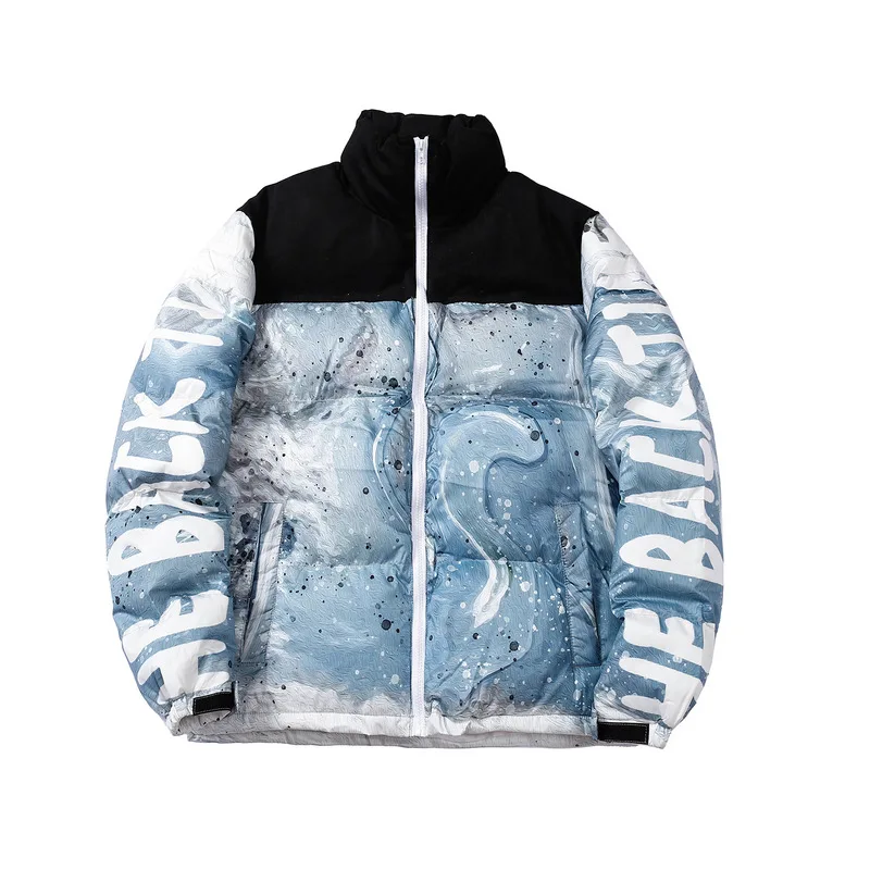 

Japanese-style Thick Warm Cotton-padded Clothes Men's College Wind Bread Clothes Stitching Art Painting Coat Winter Warm Clothes
