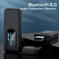 bluetooth 5 0 receiver transmitter with display mini stereo usb 3 5mm audio wireless adapter for tv pc car headphones