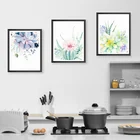 Современный минималистичный цветочный плакат, цветок кактуса, синий зеленый цветок, печать на холсте, картина для дома, настенное искусство, украшение на заказ