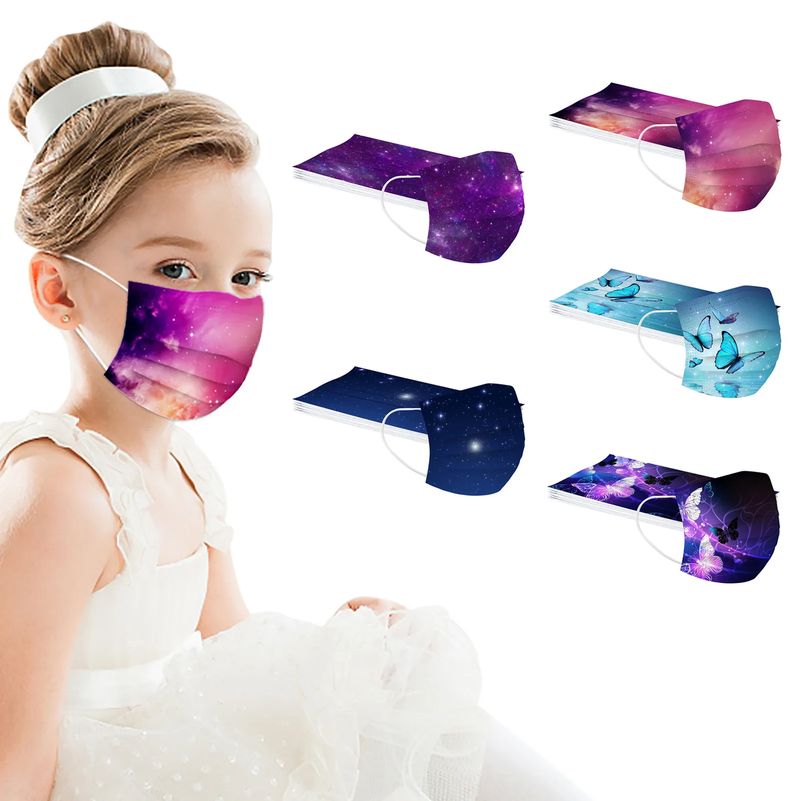 Маска-бабочка одноразовая 3-слойная для мужчин и женщин защитная маска лица с