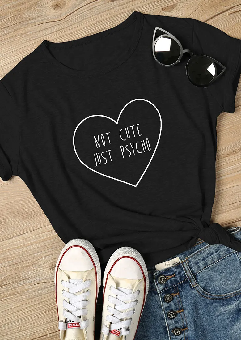 

Футболки Tumblr гранж женская футболка в эстетике не Милая футболка с психосердцем Забавные футболки с графическим слоганом Топы 90-х