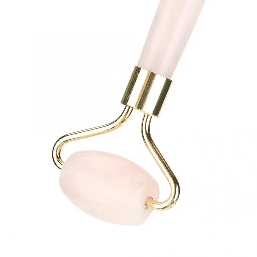 Натуральный каменный ролик с двойной головкой розового кварца розовым