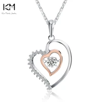 kiss mandy genuine 925 silver double heart pendant necklace with 0 3 ct moissanite for women mothers day gift jewelry sn15