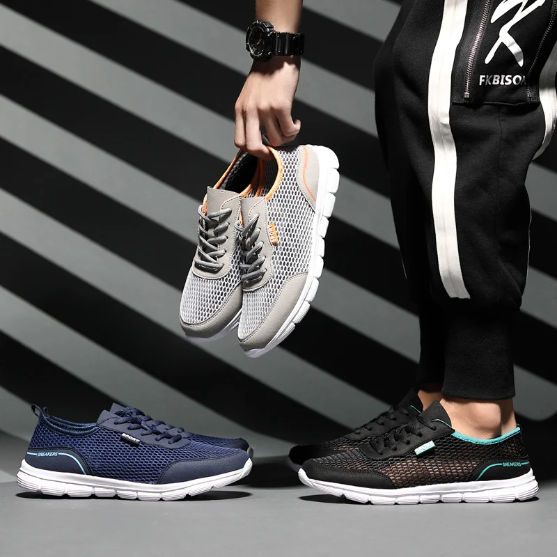 

Fashion Men Casual Shoes Fashion Brand Sneakers Men Lightweight Lace-up Walking Sneakers Trainer Male Footwear Summer Plus Size