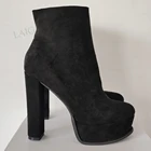 LAIGZEM супер женские ботильоны на платформе, на шнуровке, из искусственной замши, На высоких толстых каблуках; Женские туфли-лодочки большие Размеры, 38, 40, 44, 45, 52