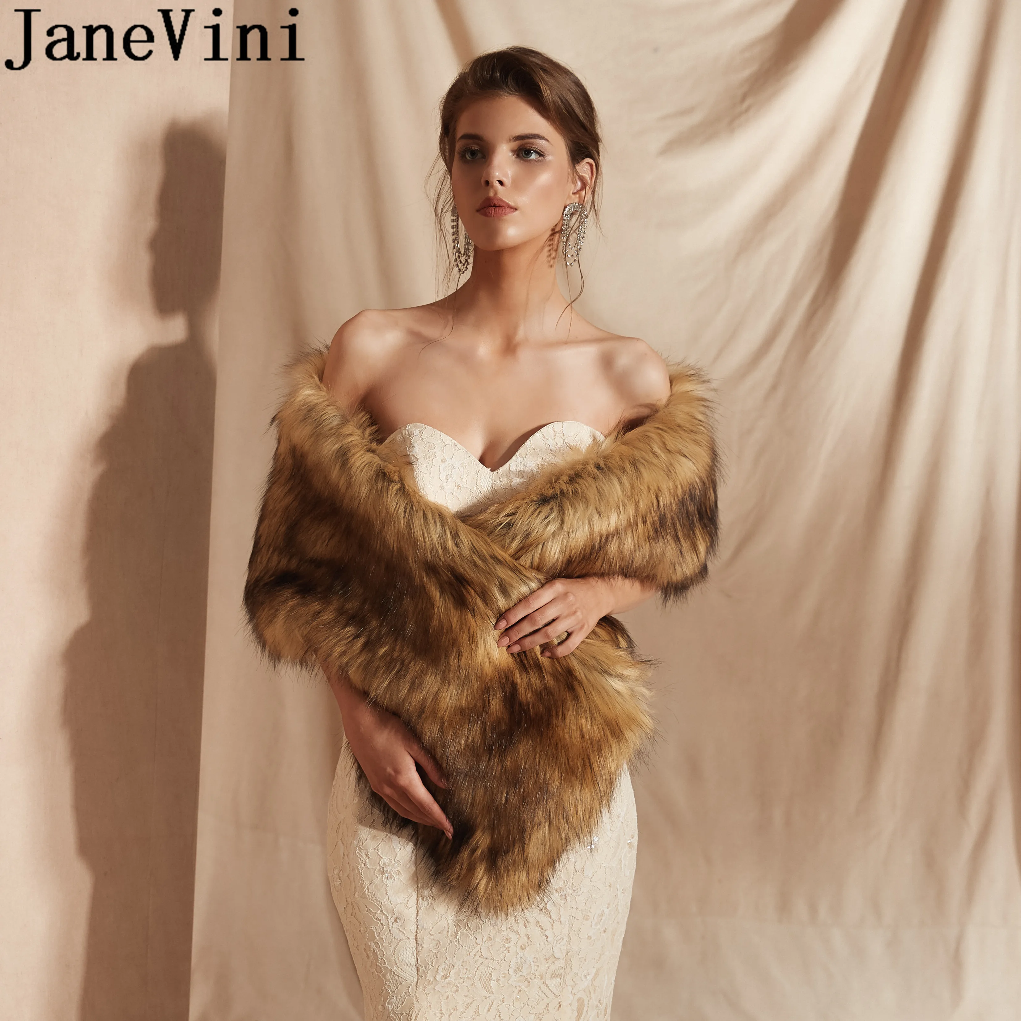 JaneVini зимнее меховое свадебное болеро накидка Chaquetas Mujer Женские аксессуары