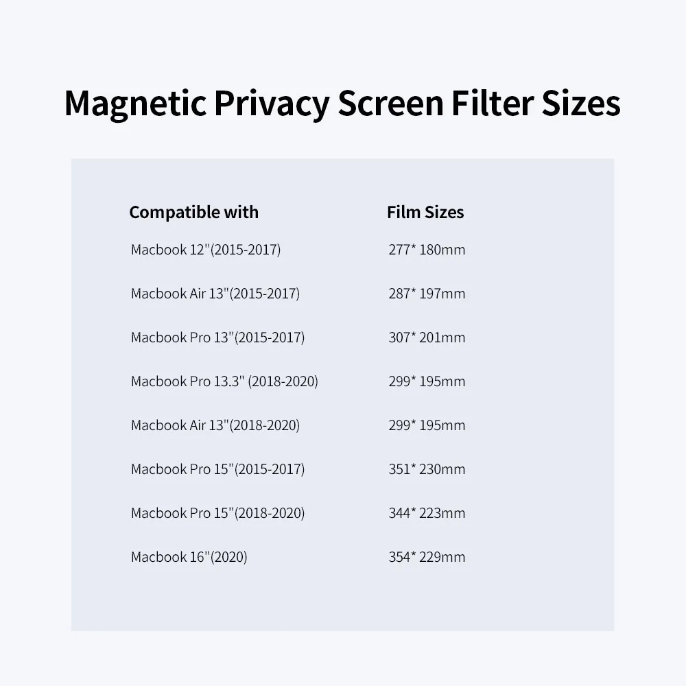

Magnetic Privacy Screen Filter Anti UV Film Anti Glare Frosted High-transmittance Film Compatible with MacBook 12''(2015-2017)