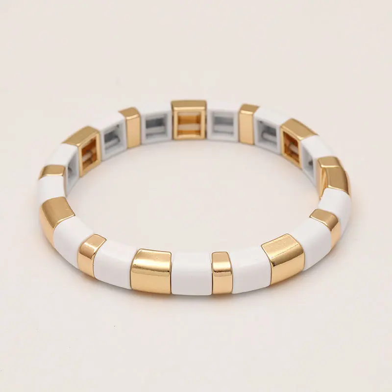 Эмалированные тянущиеся браслеты для женщин Armbandjes Dames Pulsera Masculina Rainbow Tile Барселона