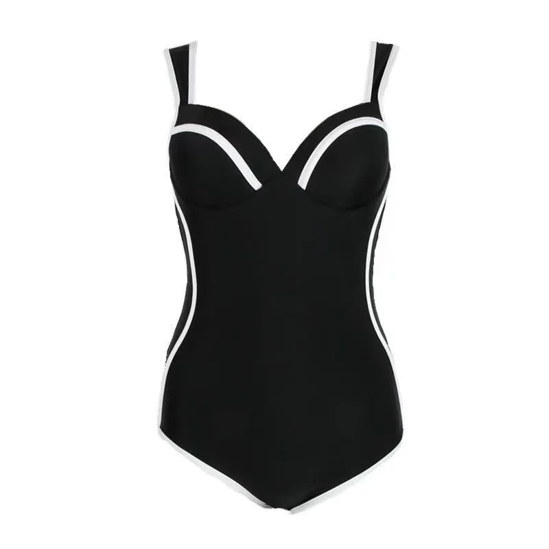 

New ladies one-piece retro slimming belly steel support sexy showy fairy fan hot spring vacation swimsuit women