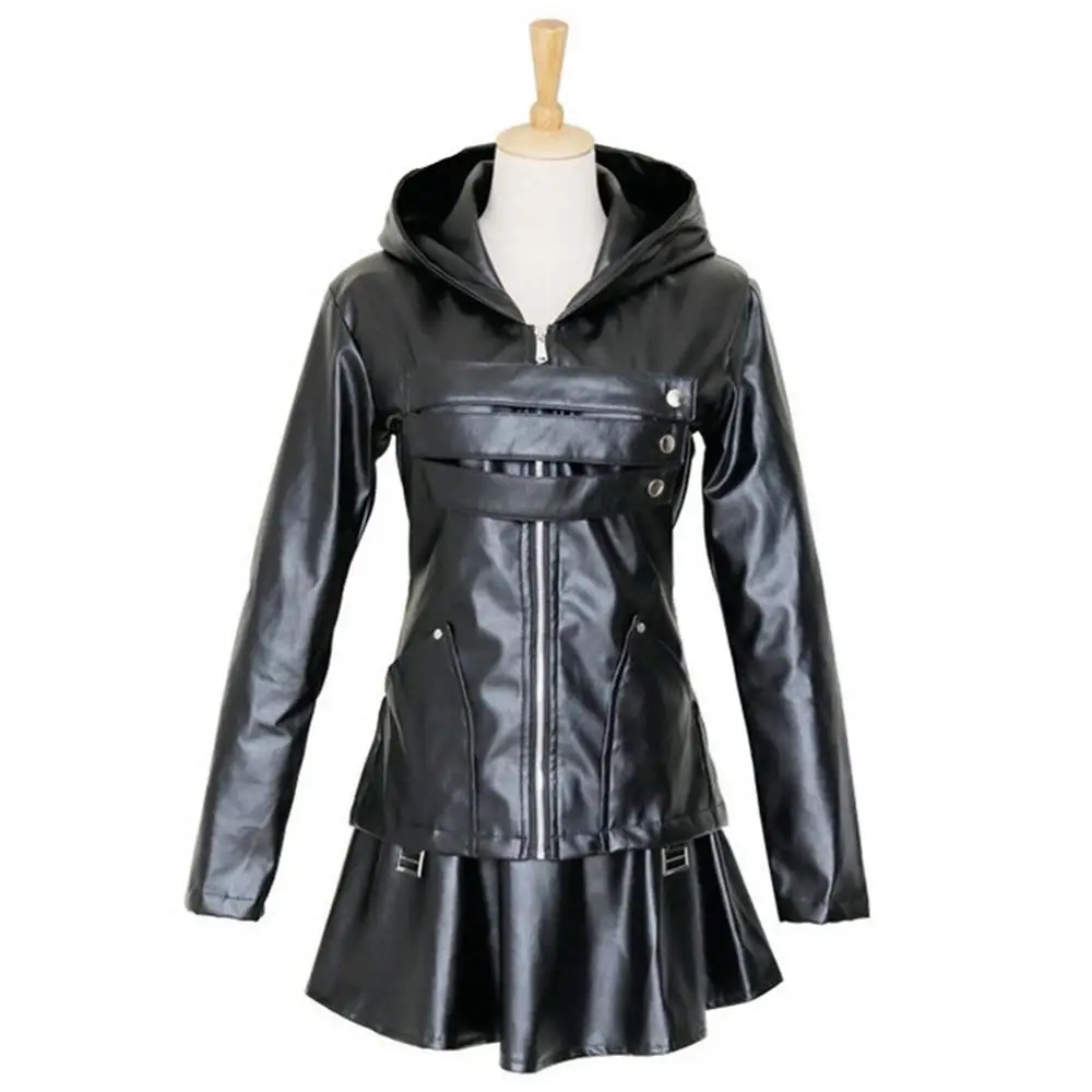 Костюм для косплея аниме Токио Гуль тоука Кирисима кожаное черное платье куртка