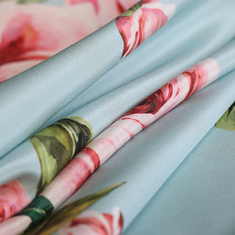 

110cm Breadth 30mumi heavy weight silk printed fabric memory double fold mulberry silk heavy crepe dress cloth