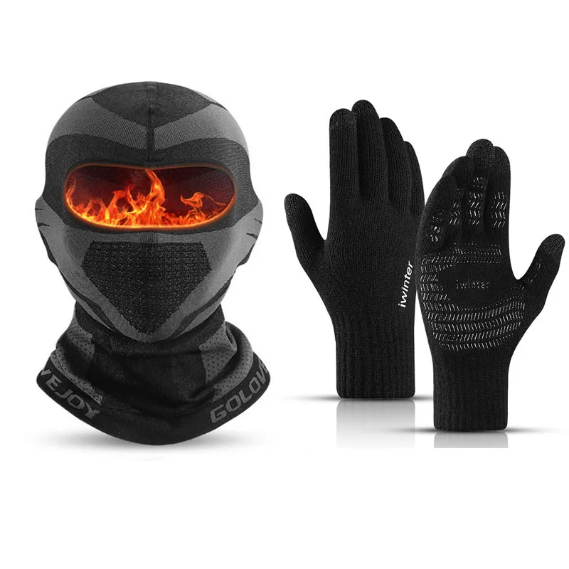 

Зимние теплые Для Мужчин's уход за кожей лица повязка на голову + сенсорный Экран ветрозащитные уличные перчатки толстые эластичность Регул...