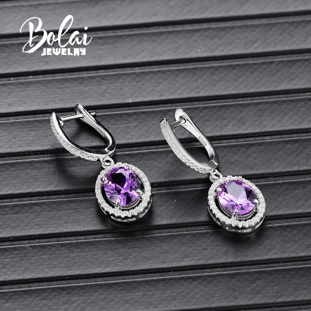 Bolaijewelry 925 серебряная серьга овальной формы 7*9 мм драгоценный камень для изменения цвета элегантный дизайн