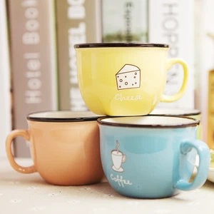 Korean Version of Candy Color Creative and Practical Mug Small Fresh Ceramic Cup Breakfast Milk Water Cup Reusable Tea Cup Gift