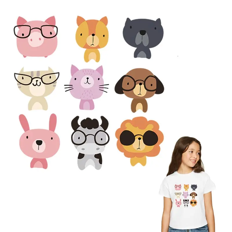 

Cute Pig Dog Lion Thermal Sticker On T-shirt DIY A-levels Iron On Transfer For Clothing Beautiful Animals On Kid Clothes Patches