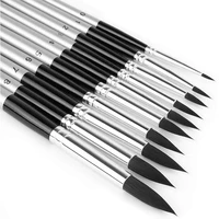 10pcs watercolor brushes set round pointed tip black hair artist paintbrush for watercolor gouache acrylic tempera body painting