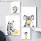 Постер с изображением морского пузыря, слона, жирафа, детского животного, настенное искусство, холст, украшение для детской комнаты, картина в скандинавском стиле, принт для детской