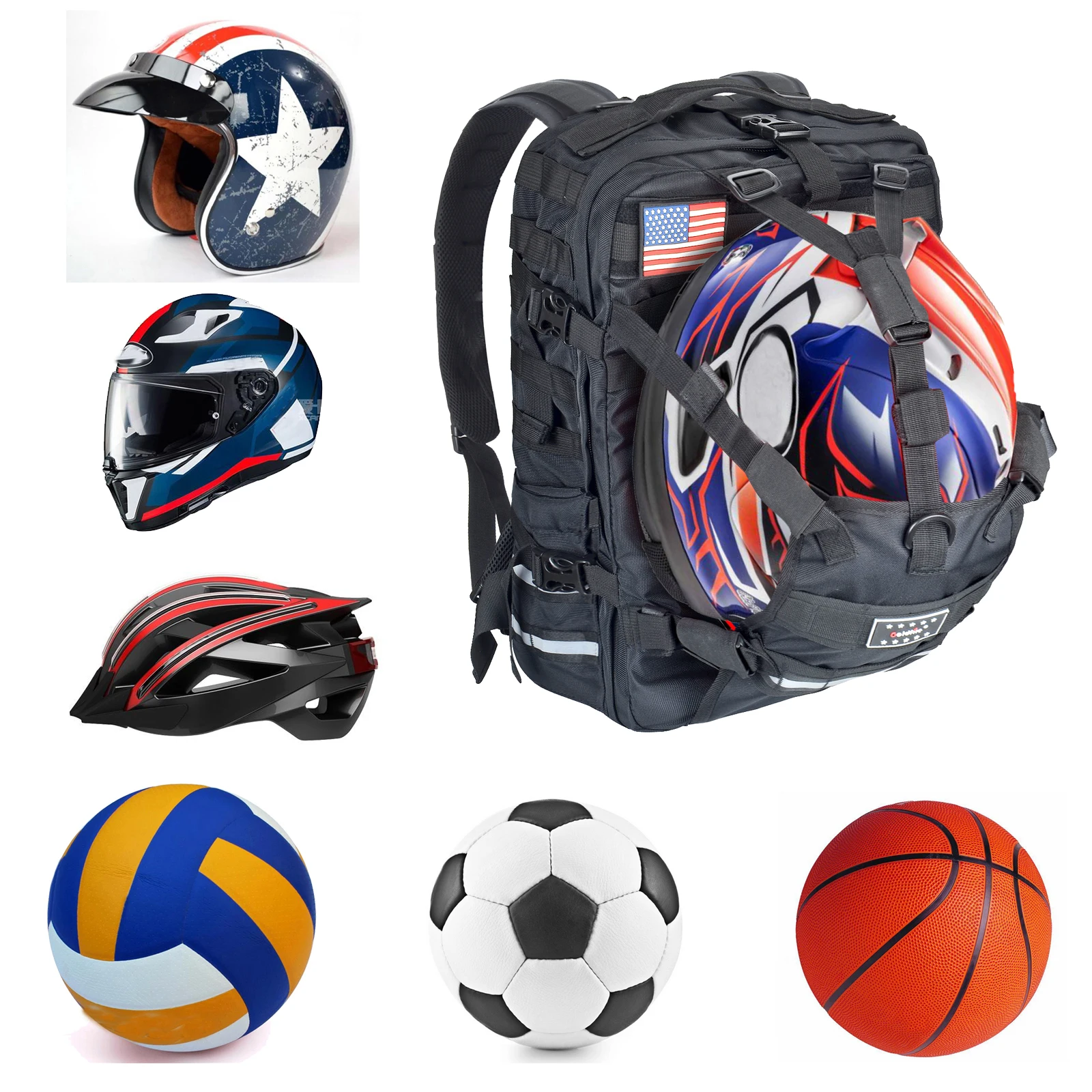 Черный водонепроницаемый рюкзак для мотошлема водителей с военной системой Molle