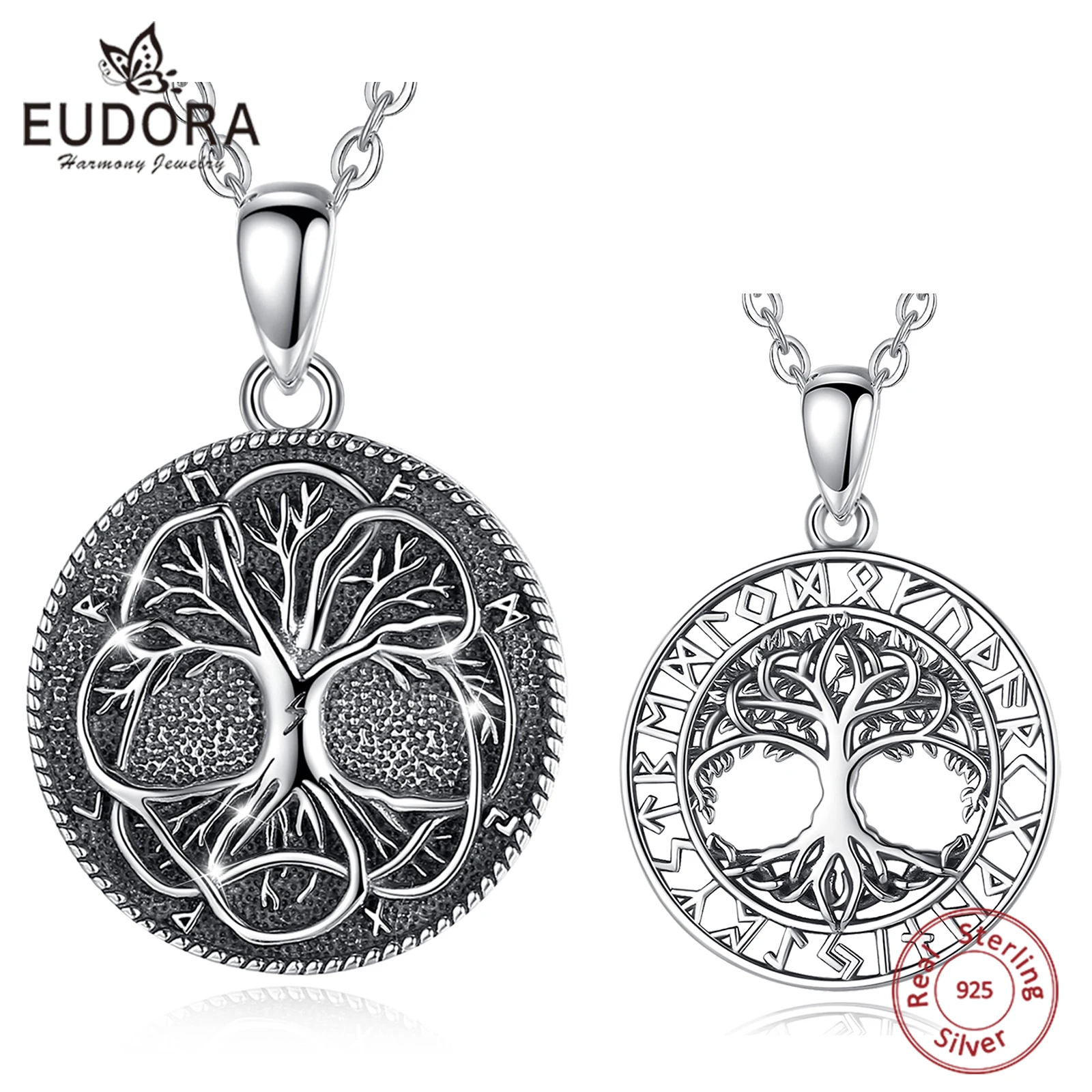 Эудора Настоящее серебро 925 пробы Древо жизни ожерелье винтажный простой кулон Модное изящное дерево ювелирные изделия для женщин мужчин Bijoux подарок