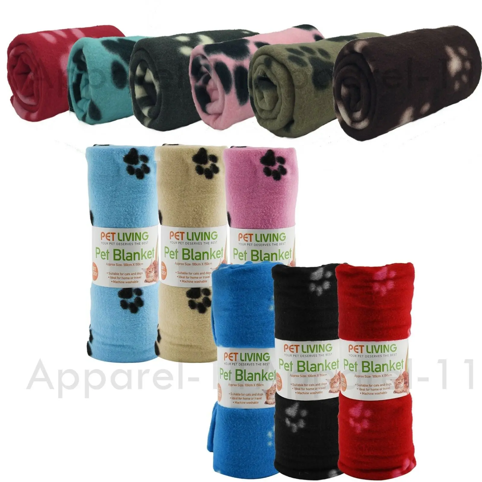 

SOFT FLEECE PAW PRINT PET BLANKET DOG PUPPY WARM CAT BED CAR BULK LOT ( M - XL)