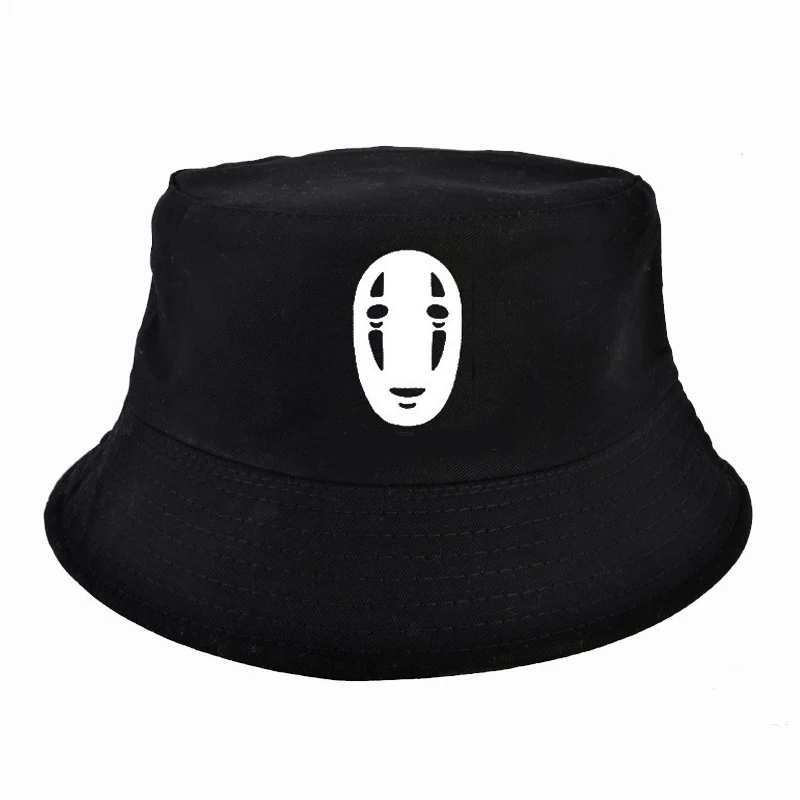 

Spirited Away Panama Bucket Hat Men Women no face cartoon print Summer Bucket Cap Bob Hat Gorro Fishing Fisherman Hat girl boys