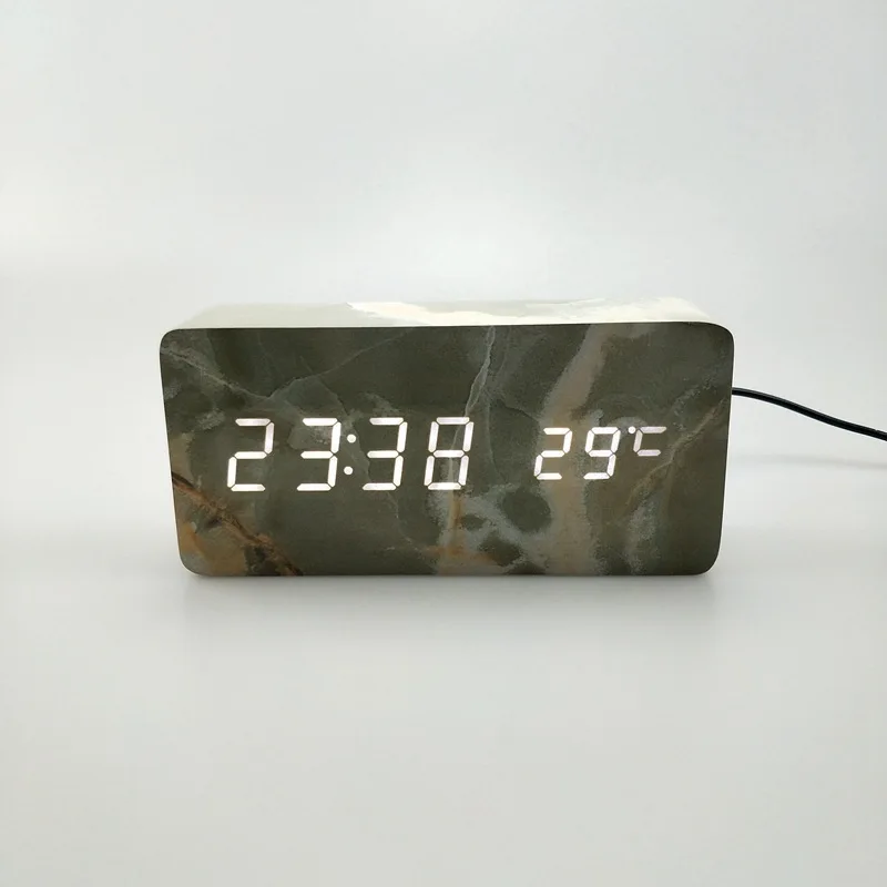 СВЕТОДИОДНЫЕ Деревянные Часы с мраморным узором деревянные часы для температуры
