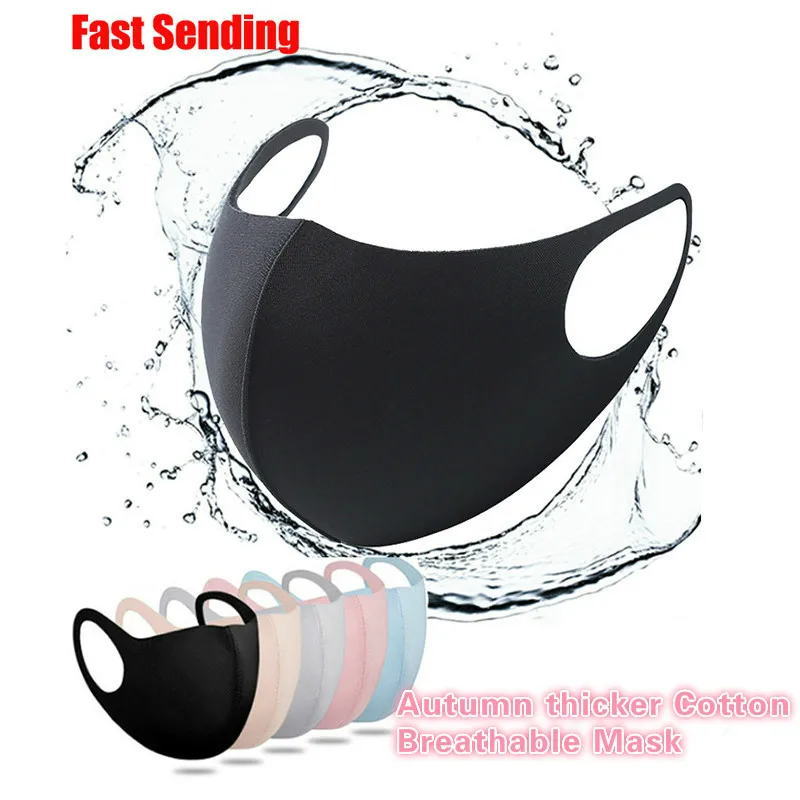 

Cool Silk Cotton Black Mouth Mask for Adult Washable Reusable Face Mask Anti Dust Windproof Mouth-muffle Mask Breathable PM2.5