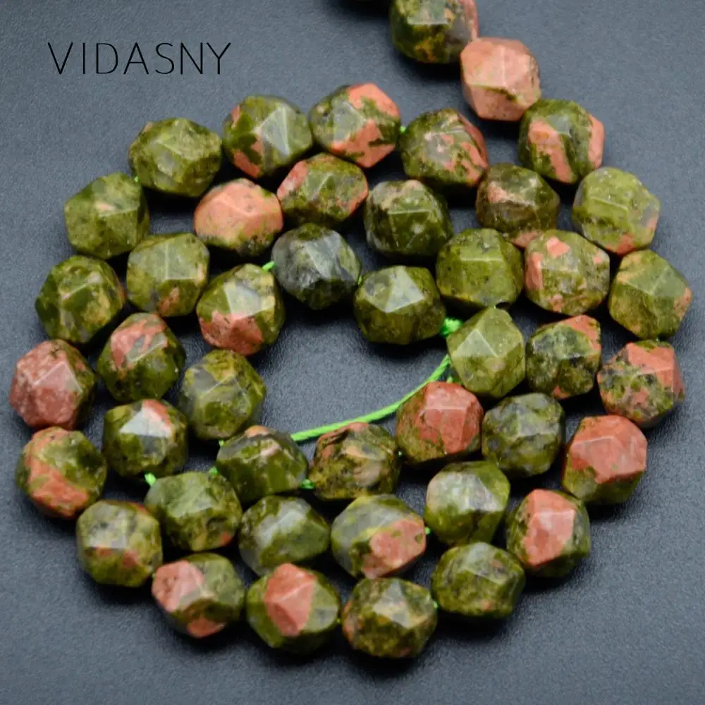 Natural Gem Faceted Unakite Stone Beads For Jewelry Making 6/8/10mm Spacer Diy Bracelet Necklace 15'' Wholesale | Украшения и