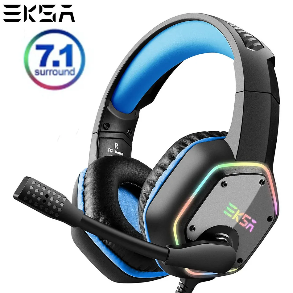 EKSA E1000 7 1 Виртуальная объемная игровая гарнитура RGB светильник стерео звук