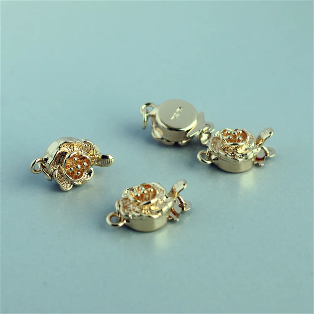 

14K gold bag color protection accessories flower stick buckle pearl jewelry link buckle DIY bracelet necklace ending