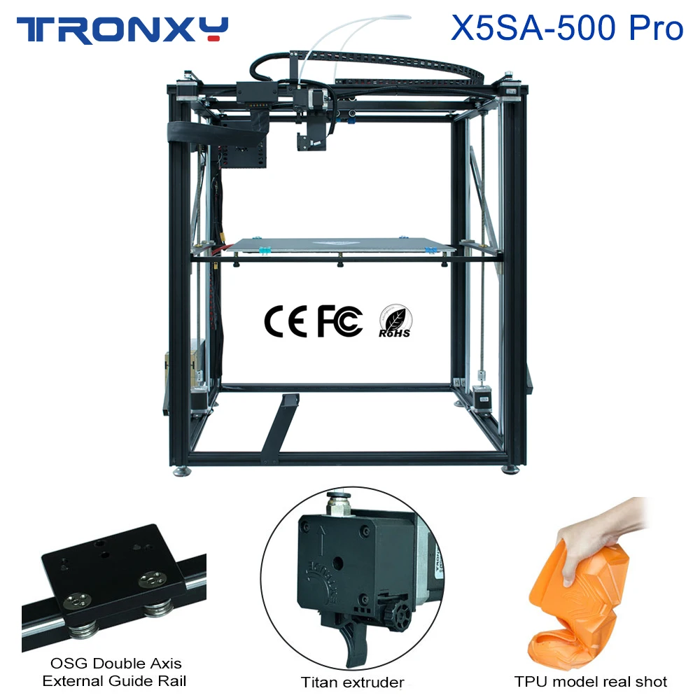 

Tronxy 3D Printer X5SA-500 PRO with Big Size Printing 500*500*600mm Auto Leveling Ultra-quiet Touch Screen FDM Linear Guide