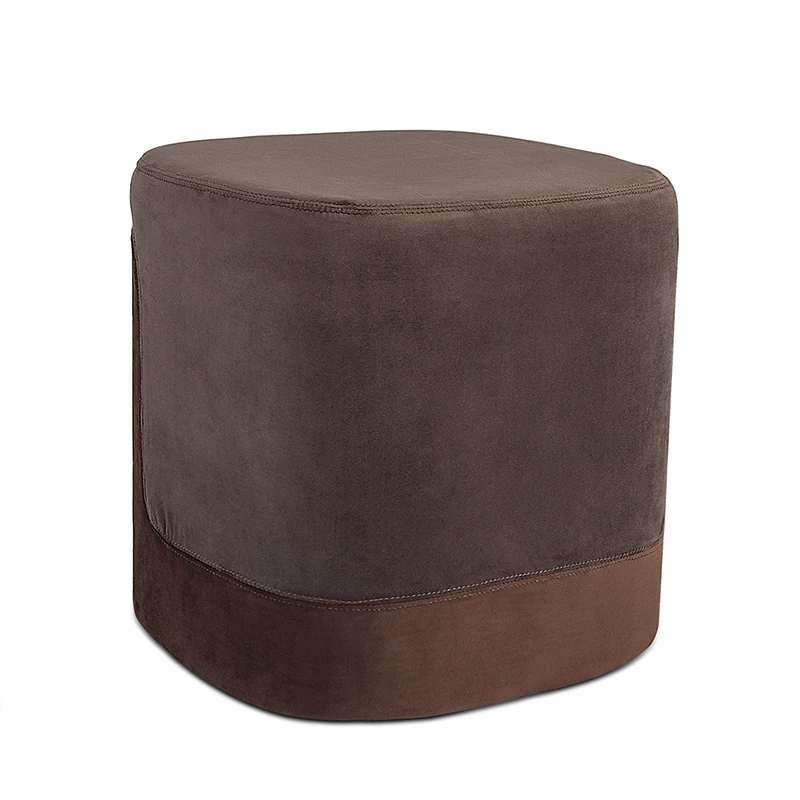 

Nordic Luxury Living Room Stool Chair Cover Solid Color Sofa Pedal Round Ottoman Pouf