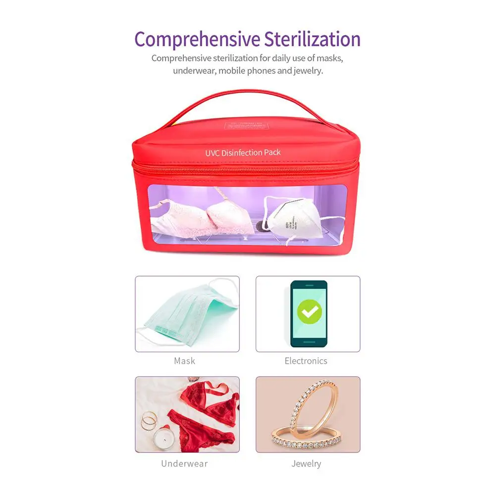 

Outdoor Portable UV Sterilizer Bag Ultraviolet Disinfection High Density Handbag for Phone Mask Baby Bottle Clothes Jewelry