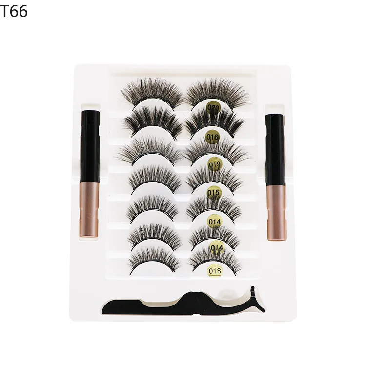 

2021 Hot Sale Seven Pairs of Magnet Liquid Eyeliner False Eyelashes Suit Natural Long Thick Curl