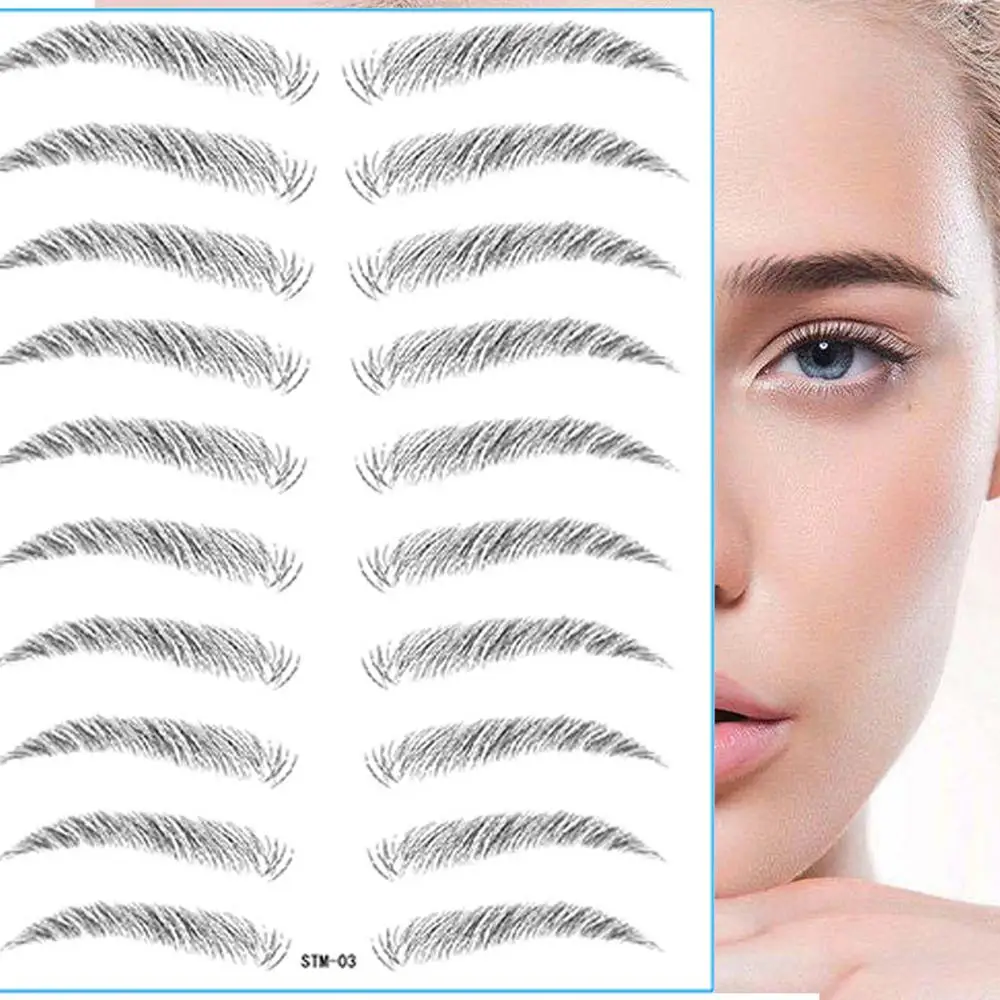 Накладные 3D накладные брови водостойкие на водной основе наклейки для