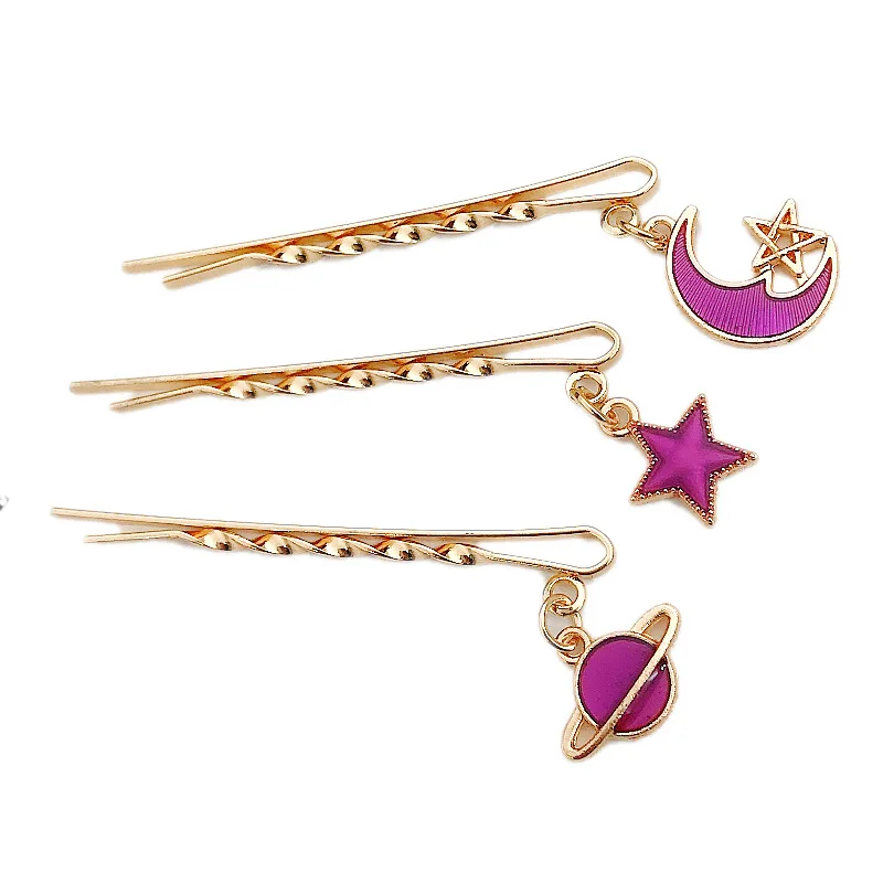 

3-piece Set Hairpins Japanese Korean Internet Celebrities The Same Hairpin Cute Starry Sky Alloy Bangs Hair Clip