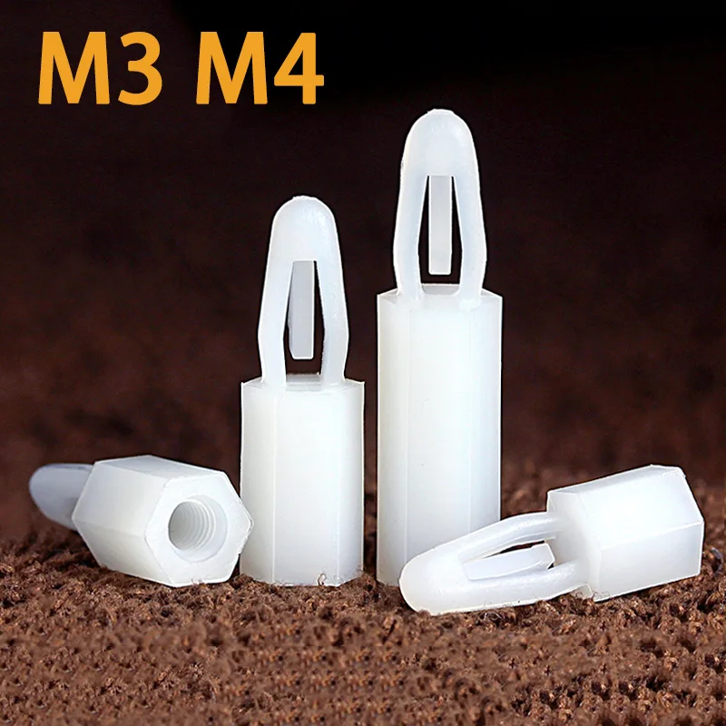 

50pcs M3 M4 PCB Board Spacer Button Hex Push-in Nylon Post for Locking Circuit Board Support Fixed Plastic Standoff Spacer Pilla