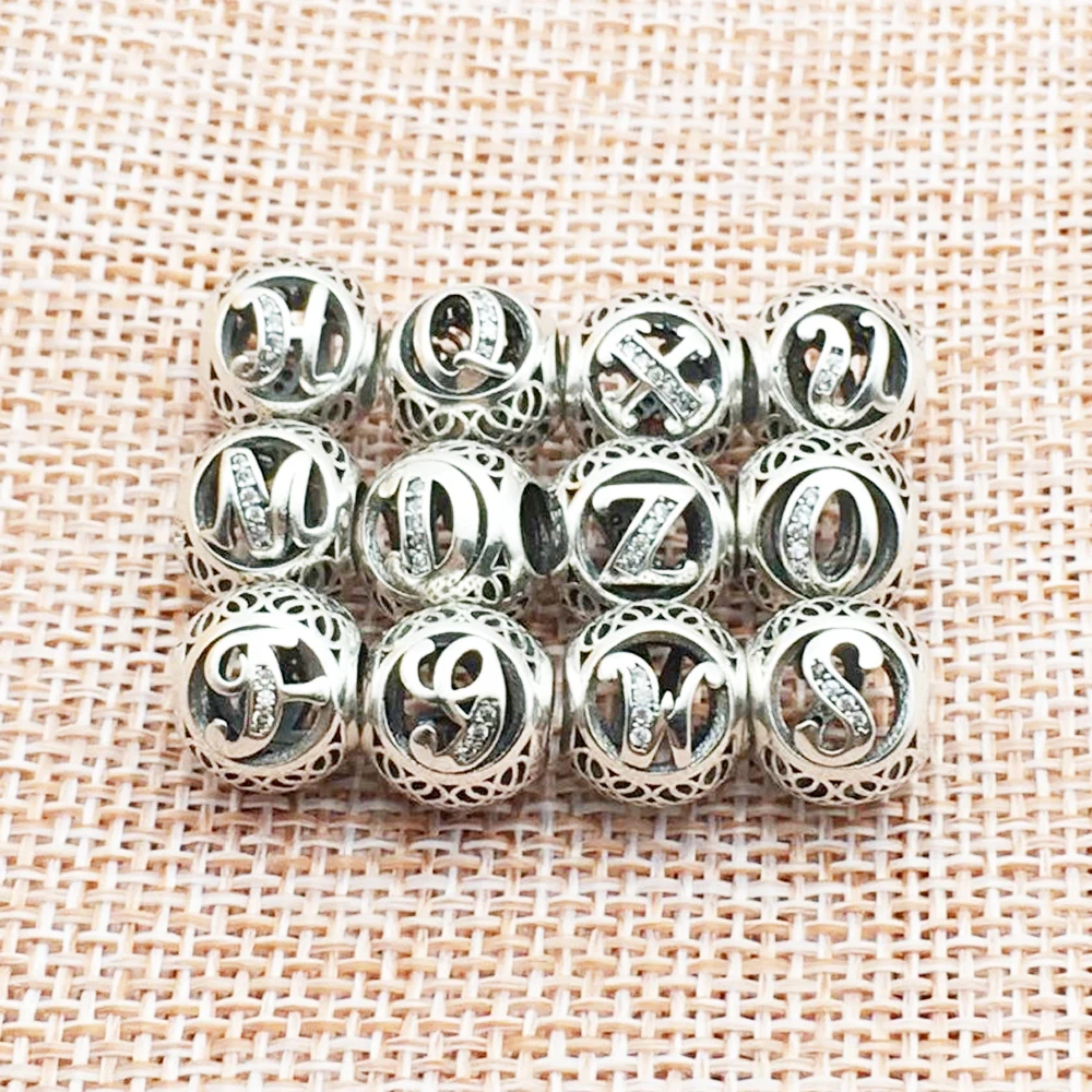 2020 Прямая поставка DIY Fit оригинальный Пандора Амулеты Браслет Алфавит буквы Шарм