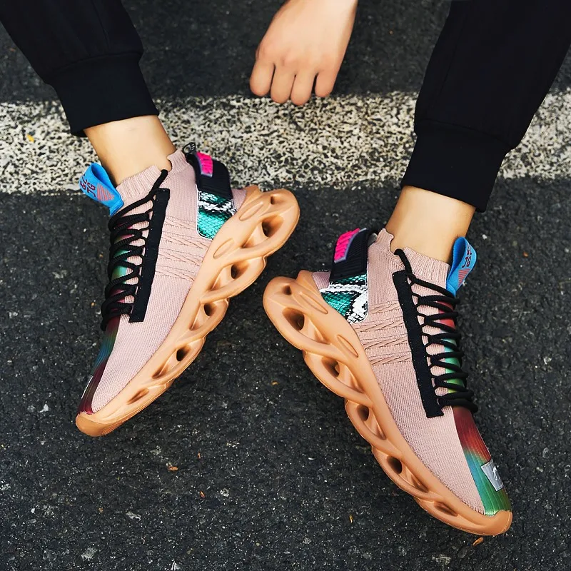 Fashion Men Vulcanized Shoes Breathable Light Mesh Sneakers Big Size 39-46 Trendy Colorful Thick Sole High Street | Обувь