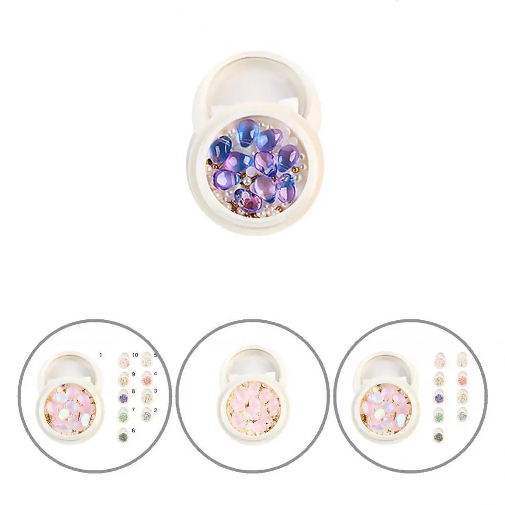 

Resin 1 Box High Quality Colorful Manicure Studs Fine Workmanship Nail Ornaments Portable for Party