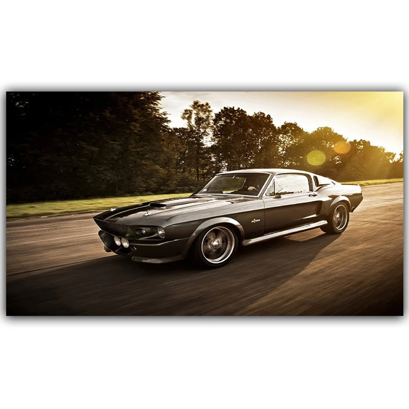 Холст Картины 1967 Mustang Шелби GT500 Eleanor одежды с принтом Тачки Плакаты Wall Art Для