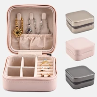 small size jewelry organizer display travel jewelry case boxes portable cosmetic zipper leather storage jewelry box drawers