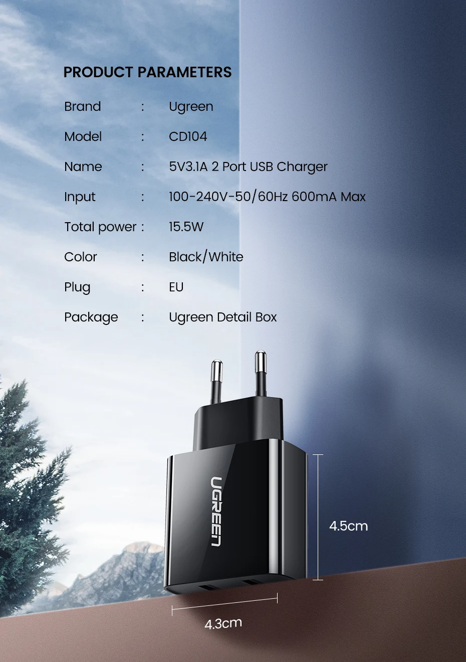 Ugreen 5V3. 4A Универсальное Зарядное Устройство USB Путешествия Зарядное Устройство Адаптер Портативный ЕС ВЕЛИКОБРИТАНИЯ Plug Смарт-Мобильный Телефон Зарядное Устройство для iPhone Tablet
