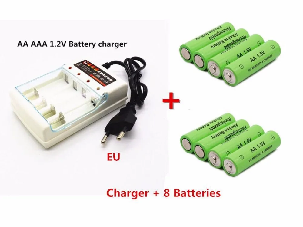 Лот AA 1,5 v батарея 3000mAh Quanlity Перезаряжаемые Ni-MH 1,5 V батарея аккумуляторная батарея+ 1 шт зарядное устройство