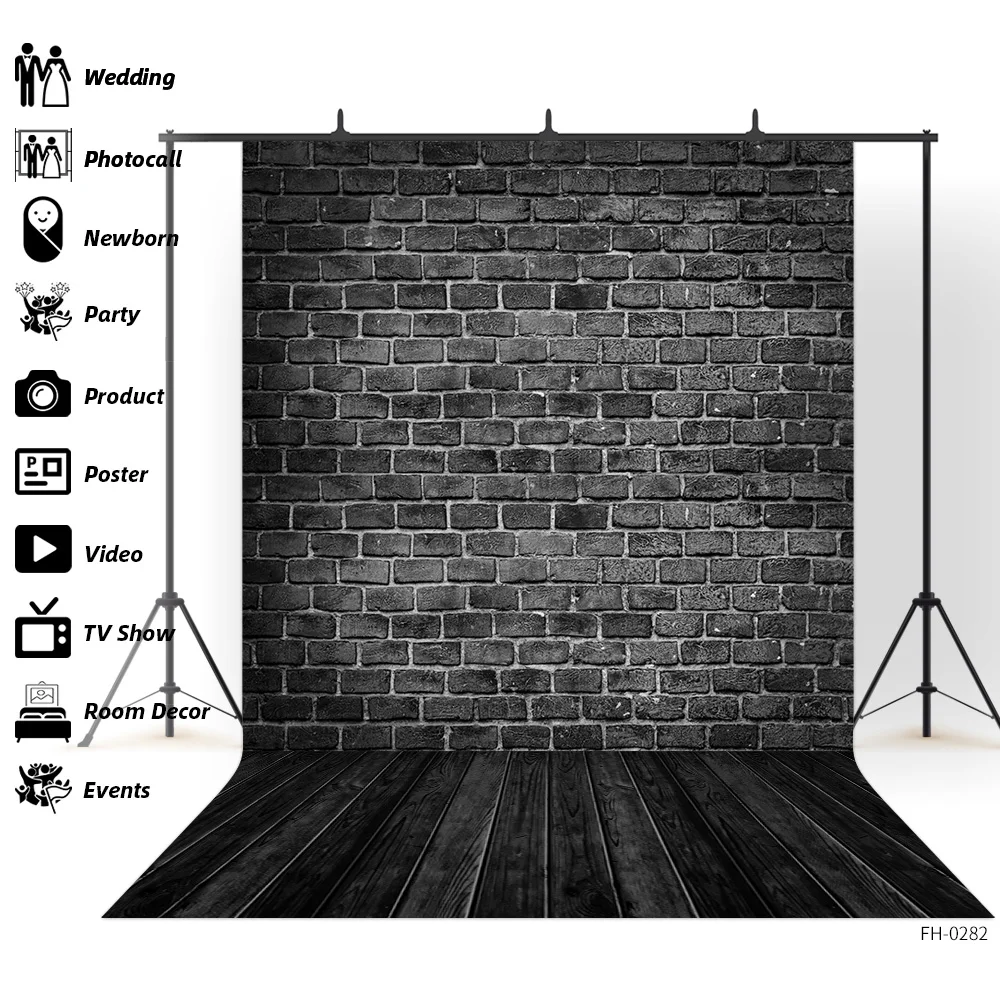 

Dark Brick Wall Wooden Floor Vintage Backdrop Photo Studio Props Newborn Portrait Photography Pet Birthday Photocall Backgrounds