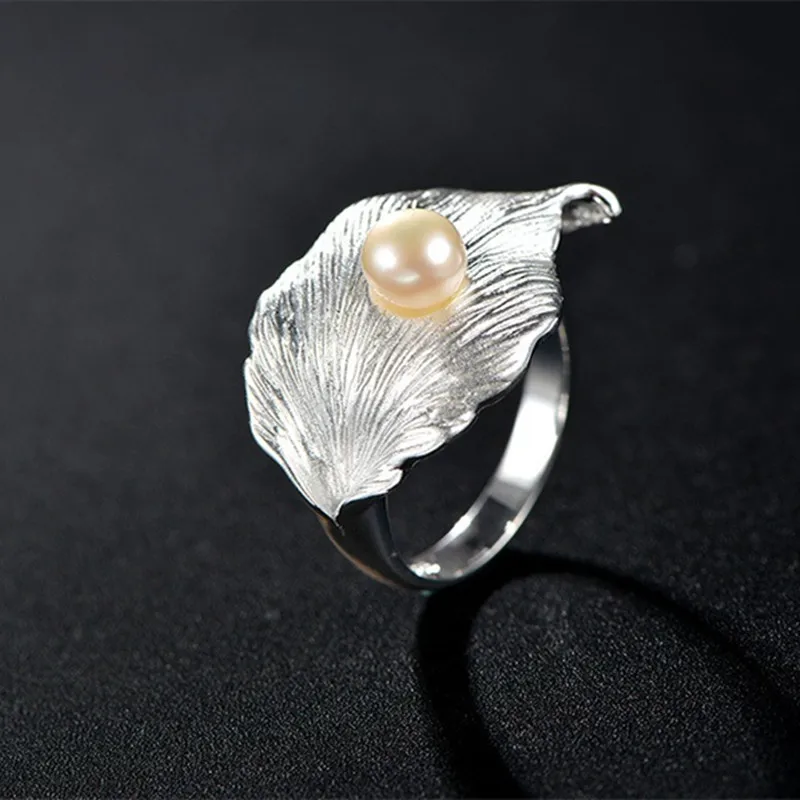 Регулируемые эмалевые кольца для влюбленных с жемчугом и листьями|Кольца| |