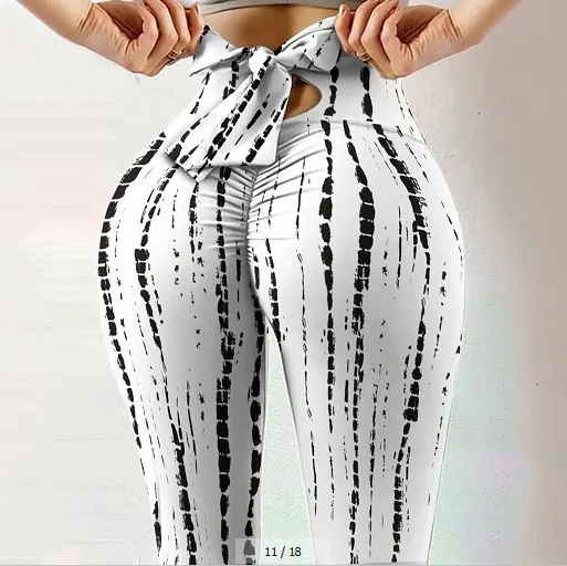 

WILK New printing bow tight buttock leggings female yoga stretch breathable quick-drying sexy fitness pants