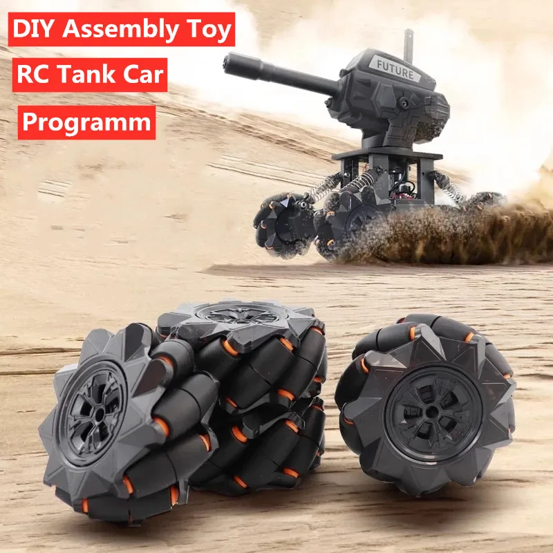 

Новый конструктор 2,4G RC Tank Kit Игрушка 4WD с дистанционным управлением DIY Программирование сборка Радиоуправляемый Танк автомобиль внедорожни...