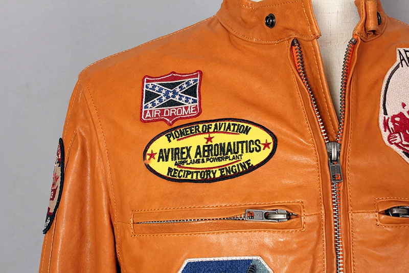 AVIREX FLY/модная мужская куртка из натуральной кожи приталенная короткая